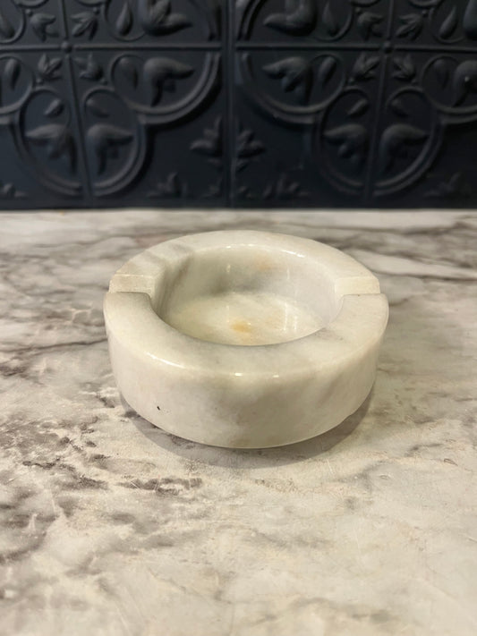 Round Marble Ashtray White