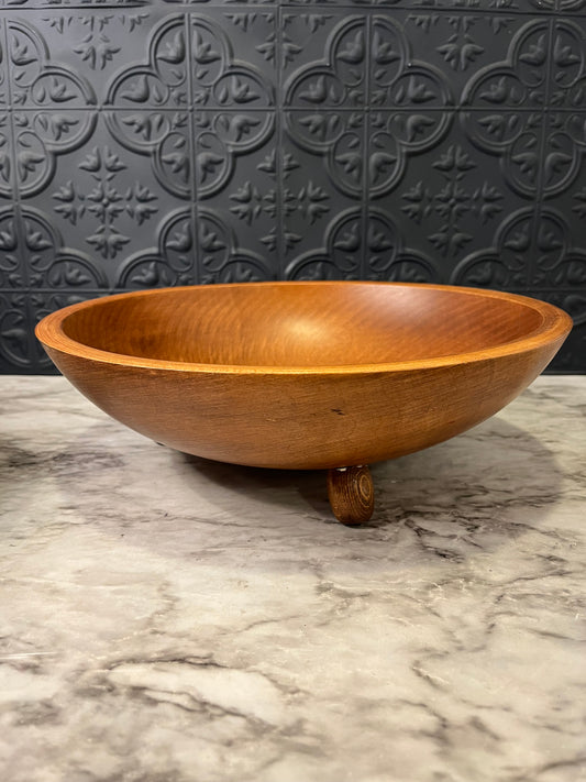 Wood Bowl with 3 Round wood feet