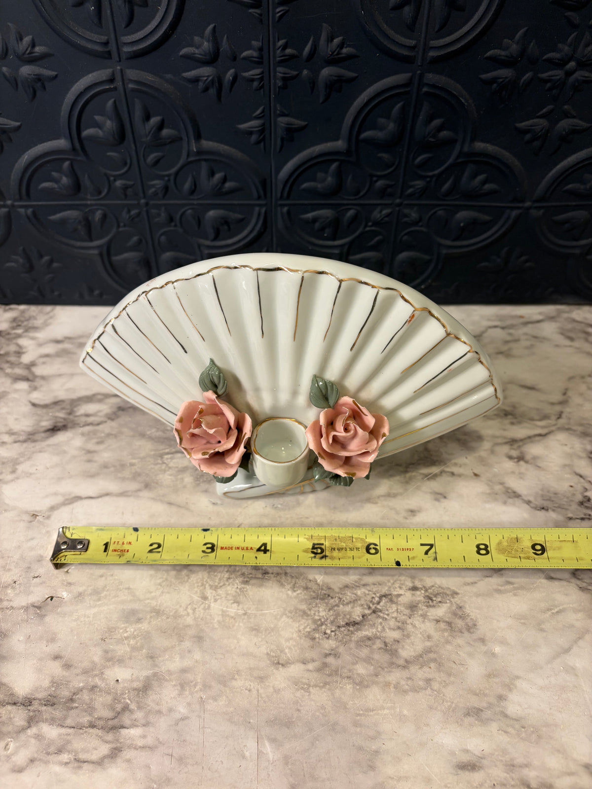 Porcelain Fan Wall Sconce with Roses