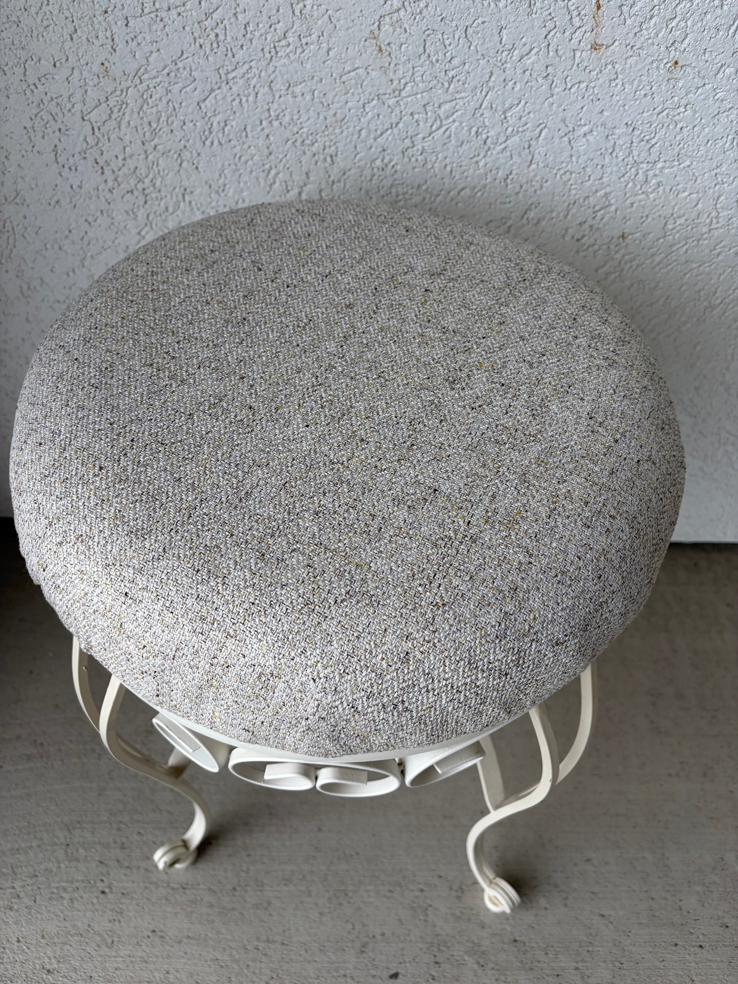 Vanity Stool White Wrought Iron
