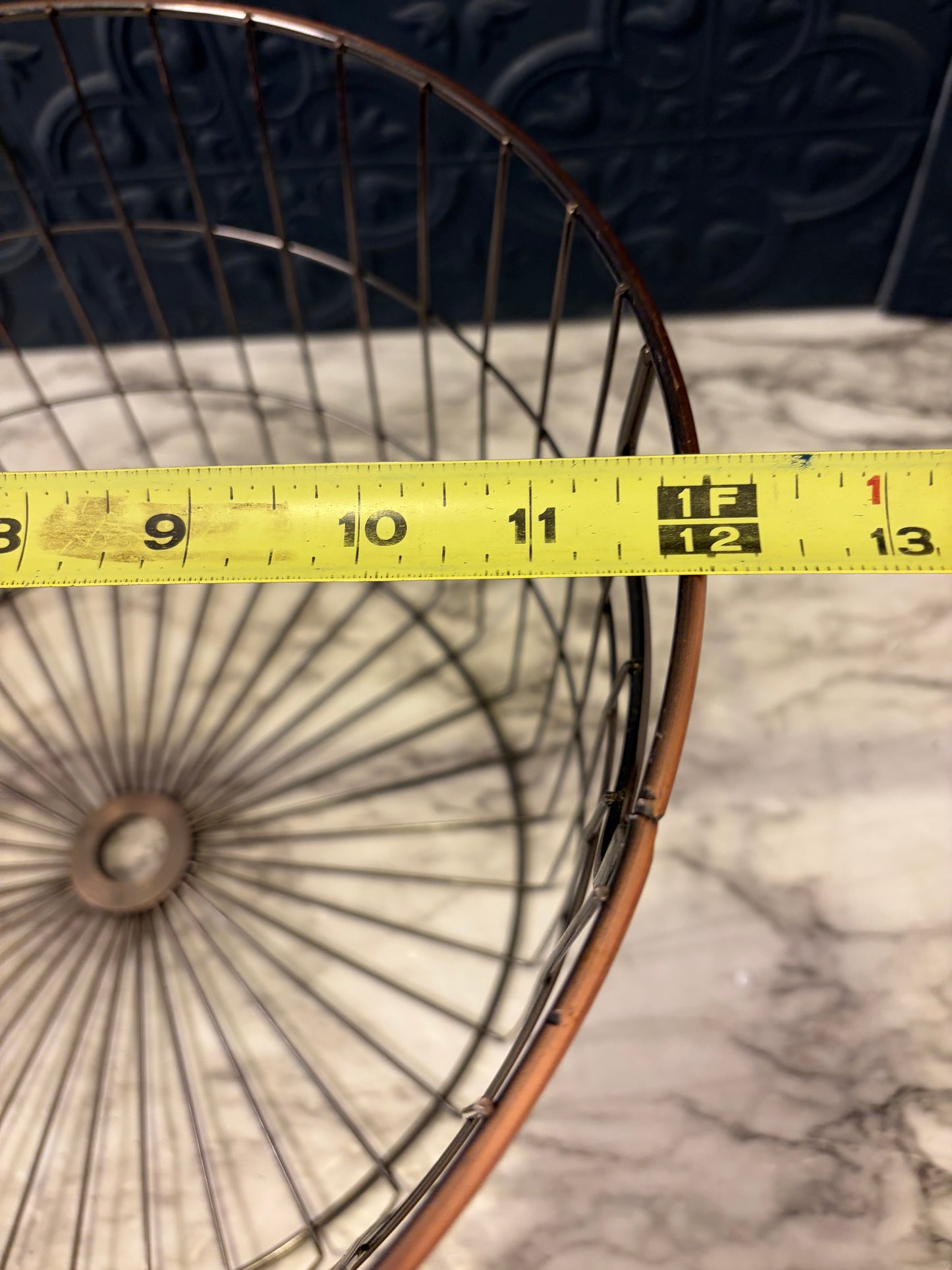 Wire Basket with Copper Rim 12"
