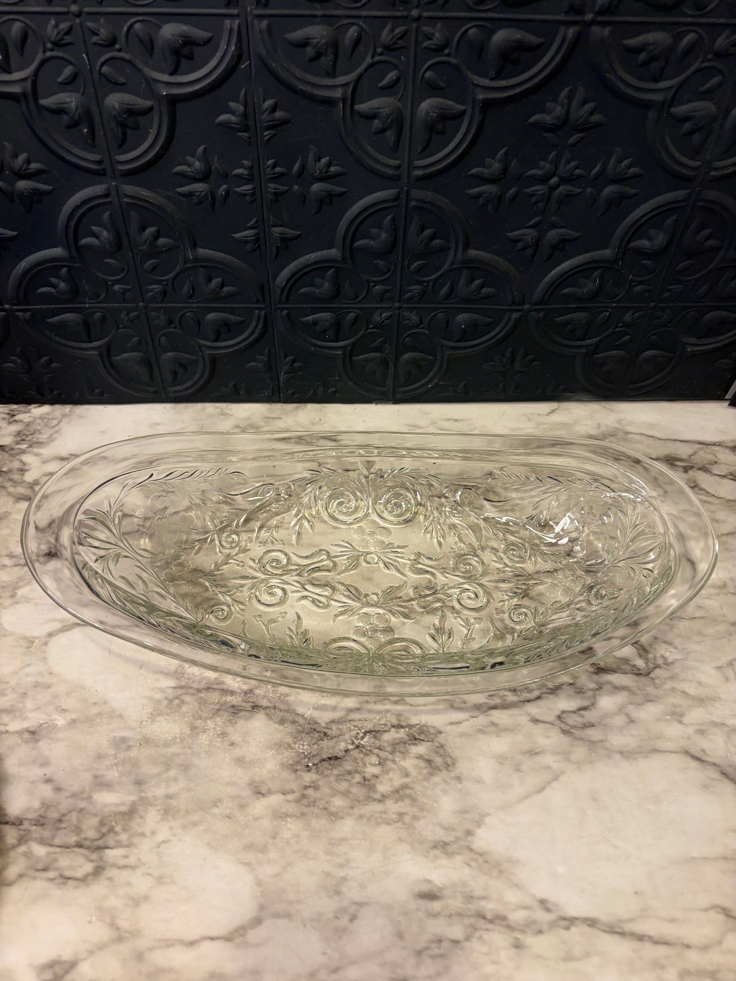 Oval Crystal Glass Dish 13'