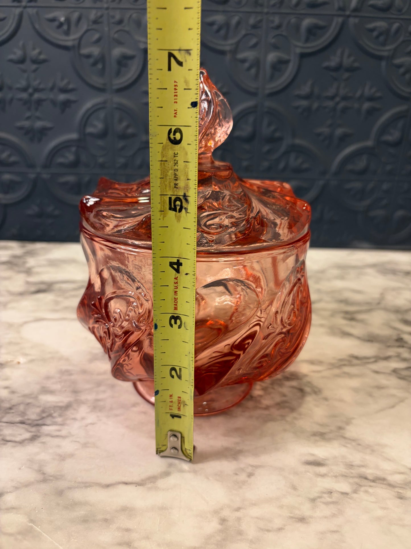 Fenton Pink Glass Swirl Candy Dish