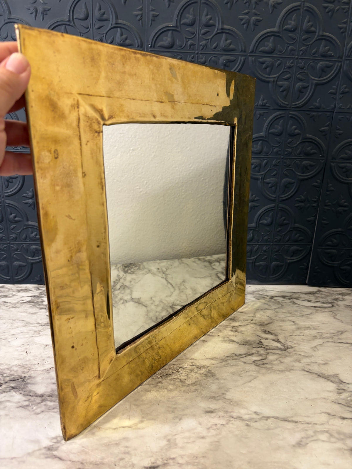 13.5 x 13.5 Brass Mirror