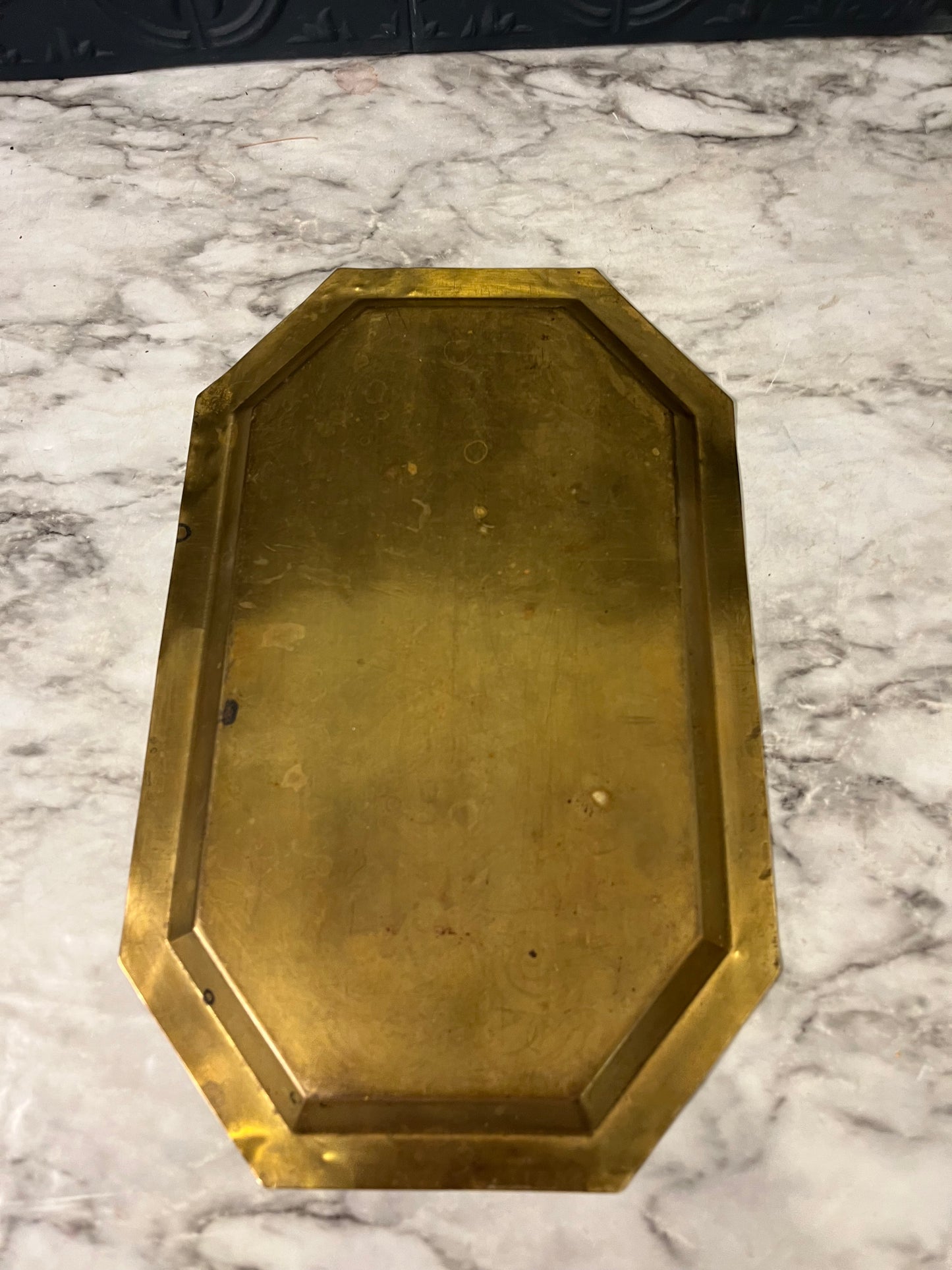 Octagon Etched Brass Tray with scrollwork