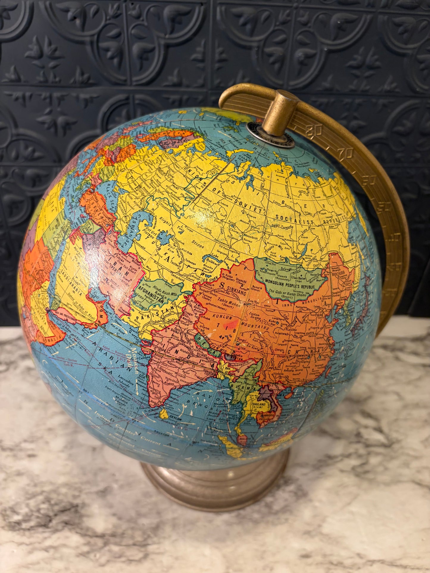 Vintage Crams Globe with Metal Base