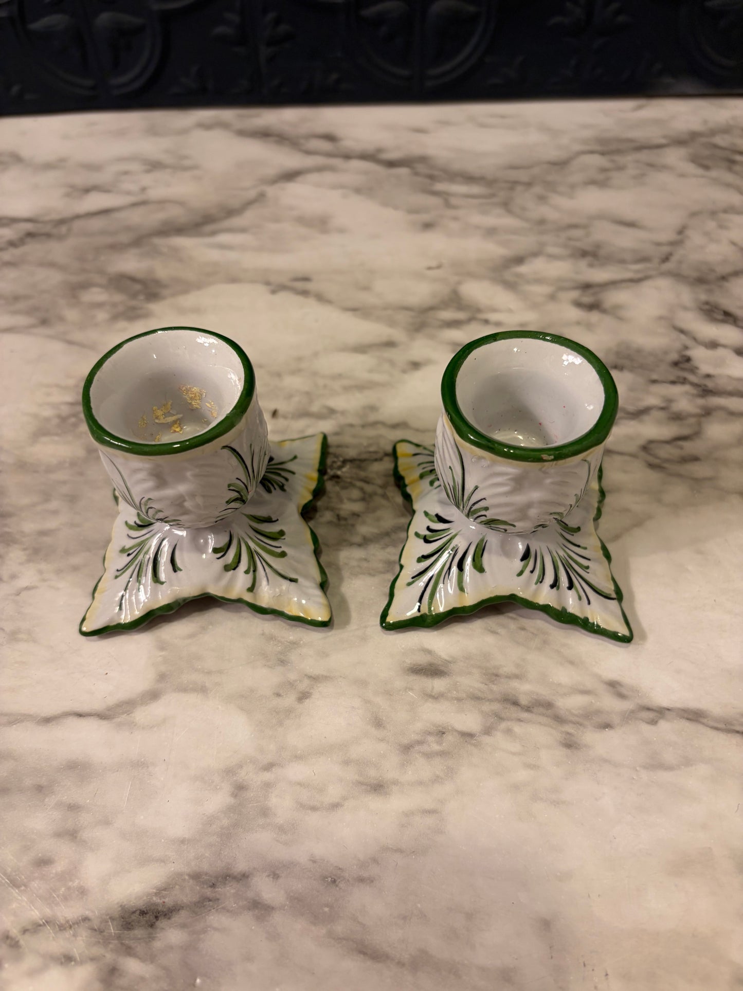 Portugese Hand Painted Candle Holders x2