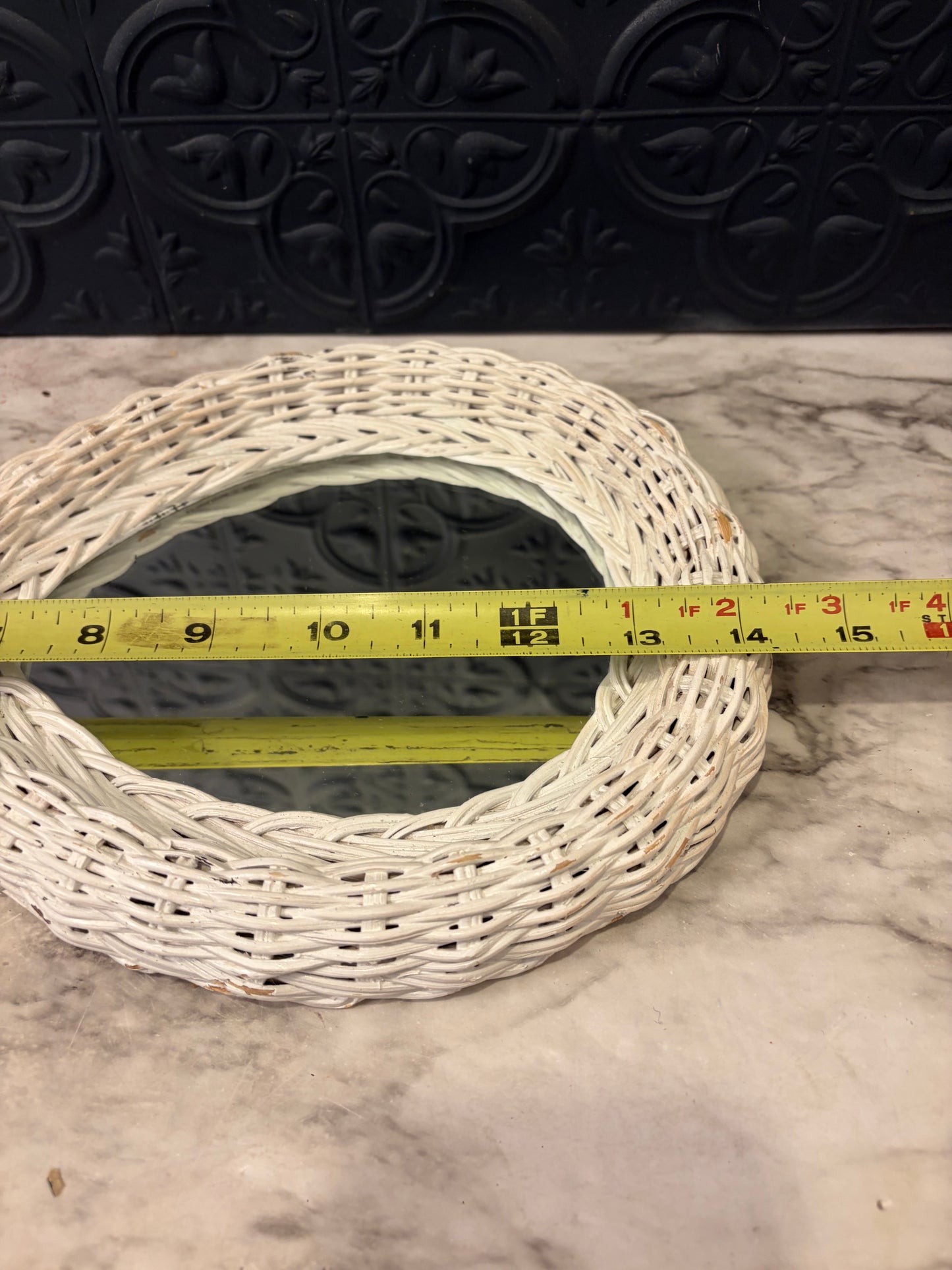 White Wicker Hand Mirror