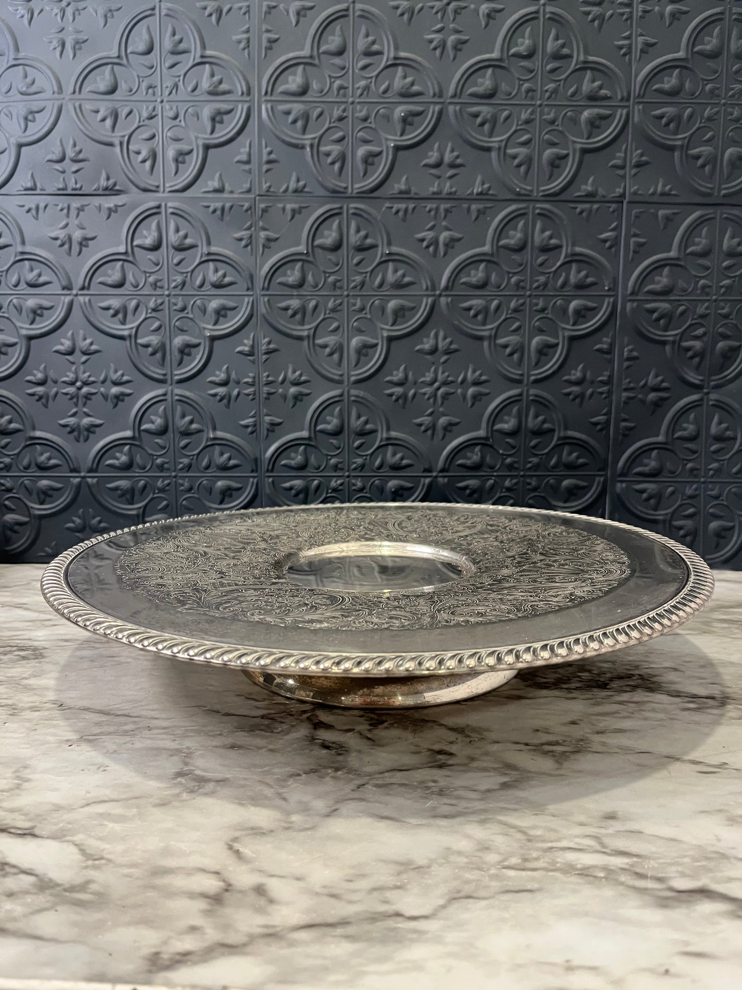 Silver Plate Pedestal platter Lazy Susan