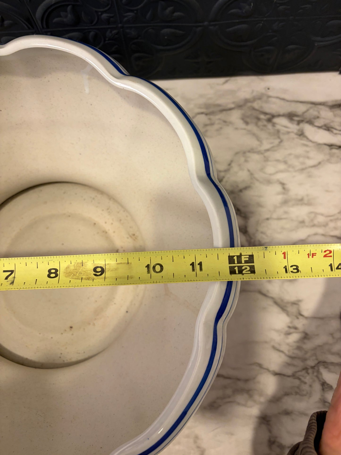 Scallop Blue and White Planter Bowl