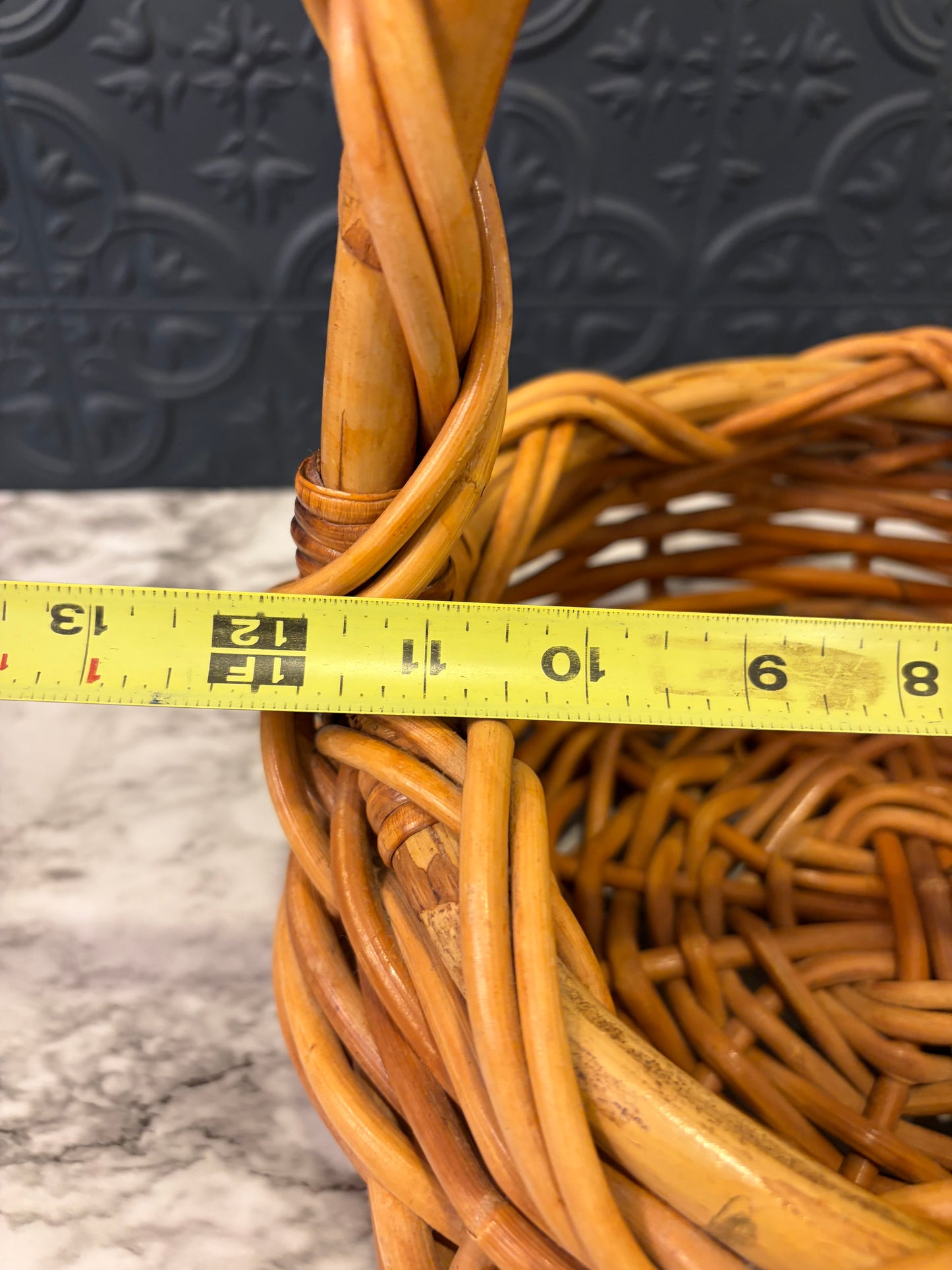 Wicker Gathering Basket with Zig Zags