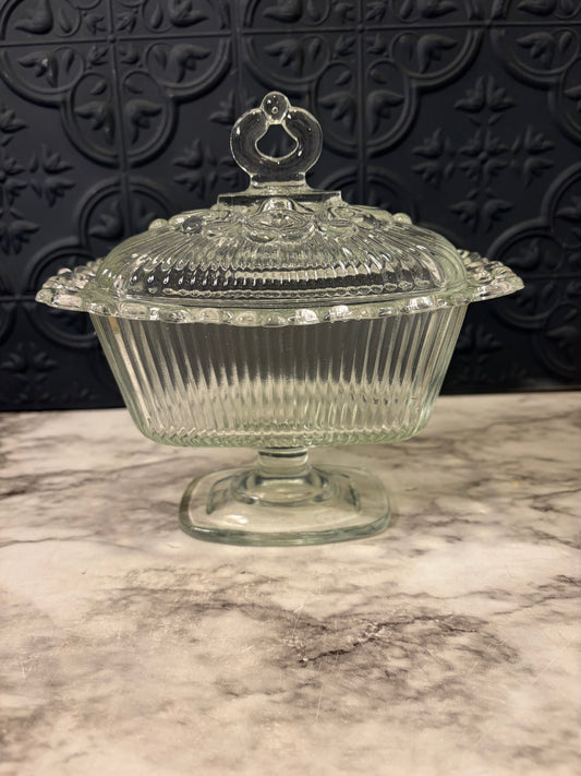 Indiana Glass Footed Candy lace edge Detail