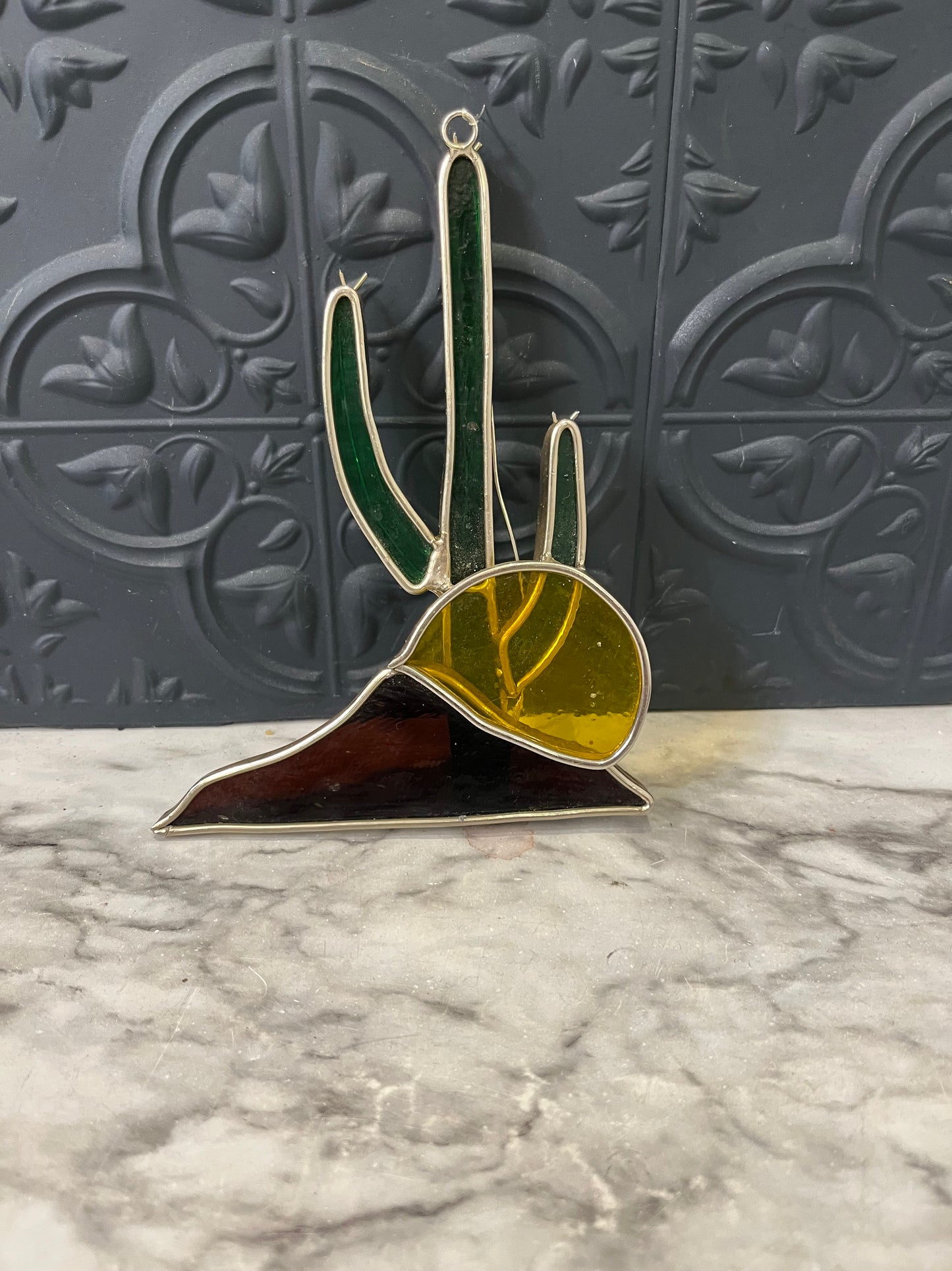 Cactus Stain Glass Ornament