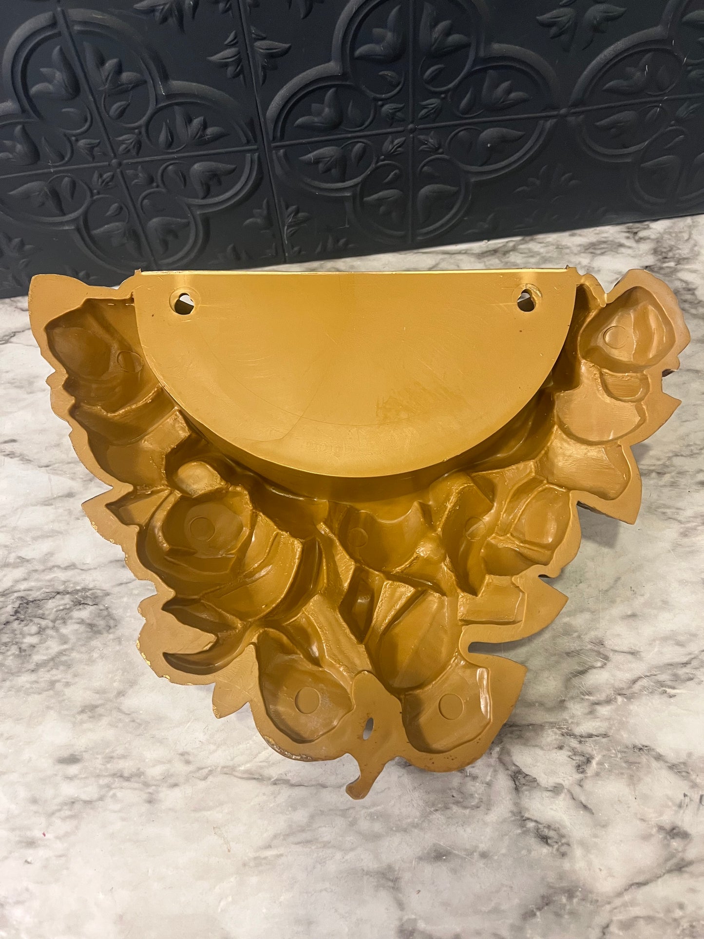 Rose Wall Pocket Gold and Cream Plastic
