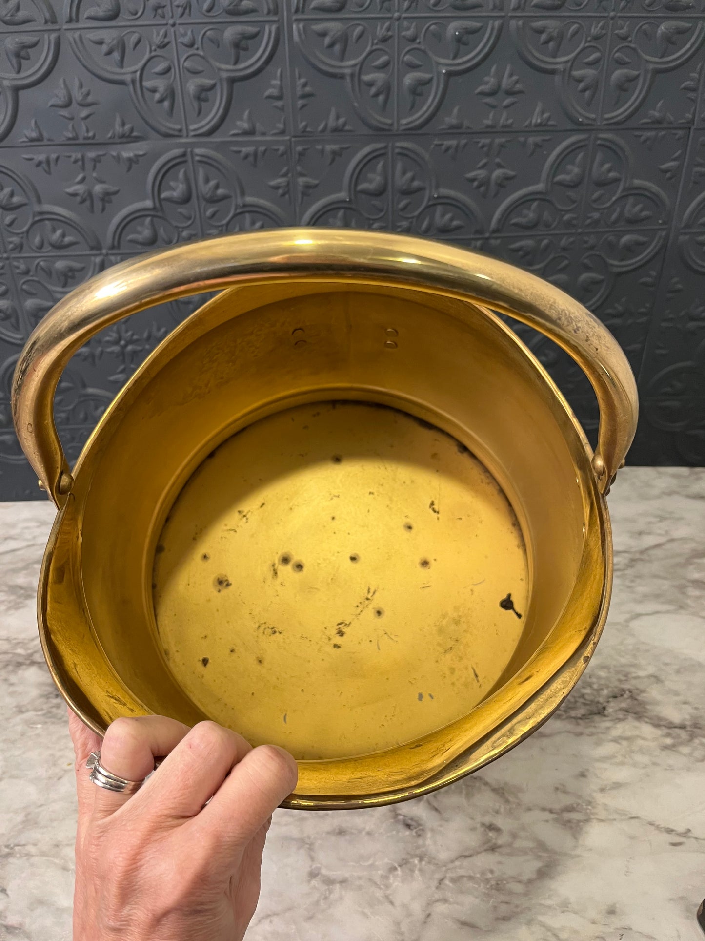 Large brass coal scuttle