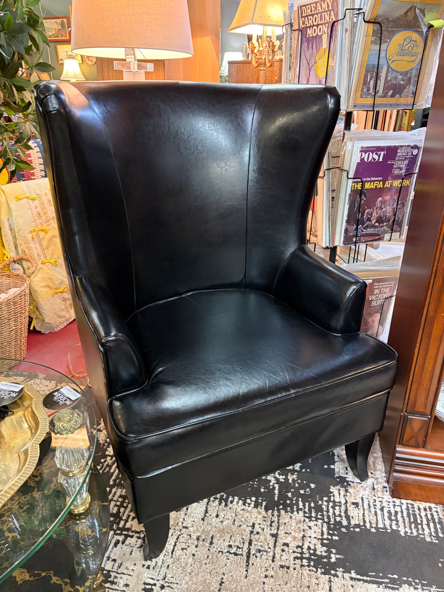 High Back Faux Leather Arm Chair
