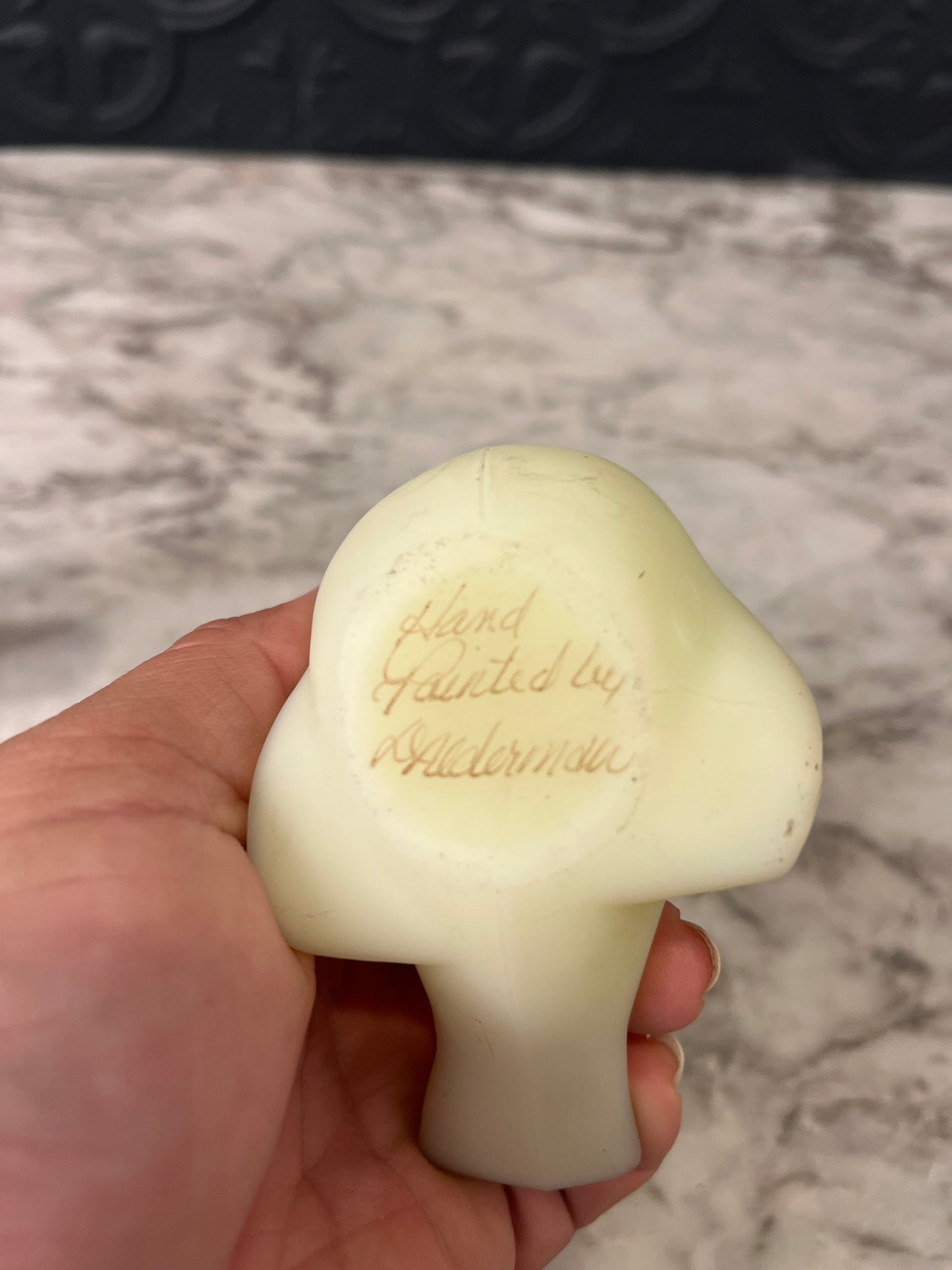 Fenton Custard Satin Glass UV Reactive Songbird