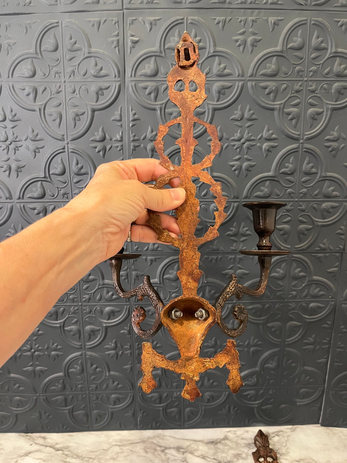 Cast Iron Gothic Wall Sconce Set