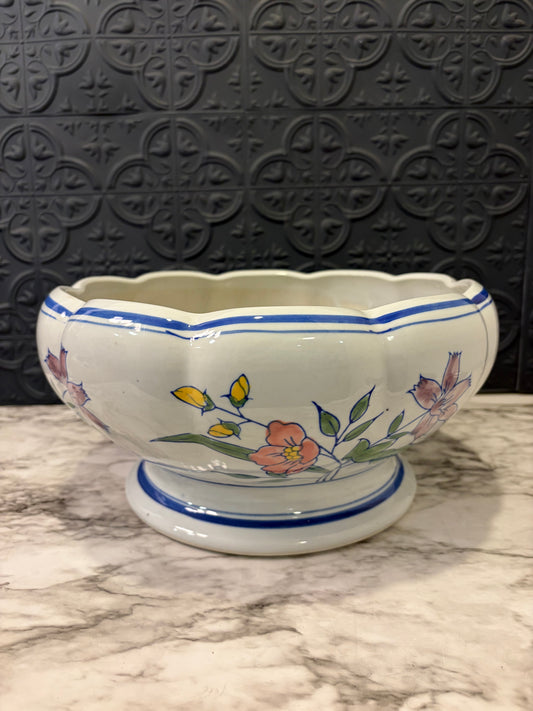 Scallop Blue and White Planter Bowl