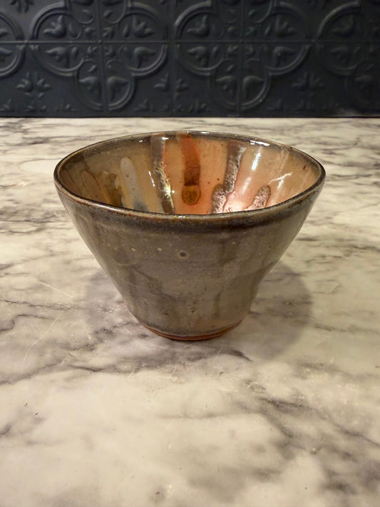 Small Pottery Bowl with Drip - Matoba KE Stamped