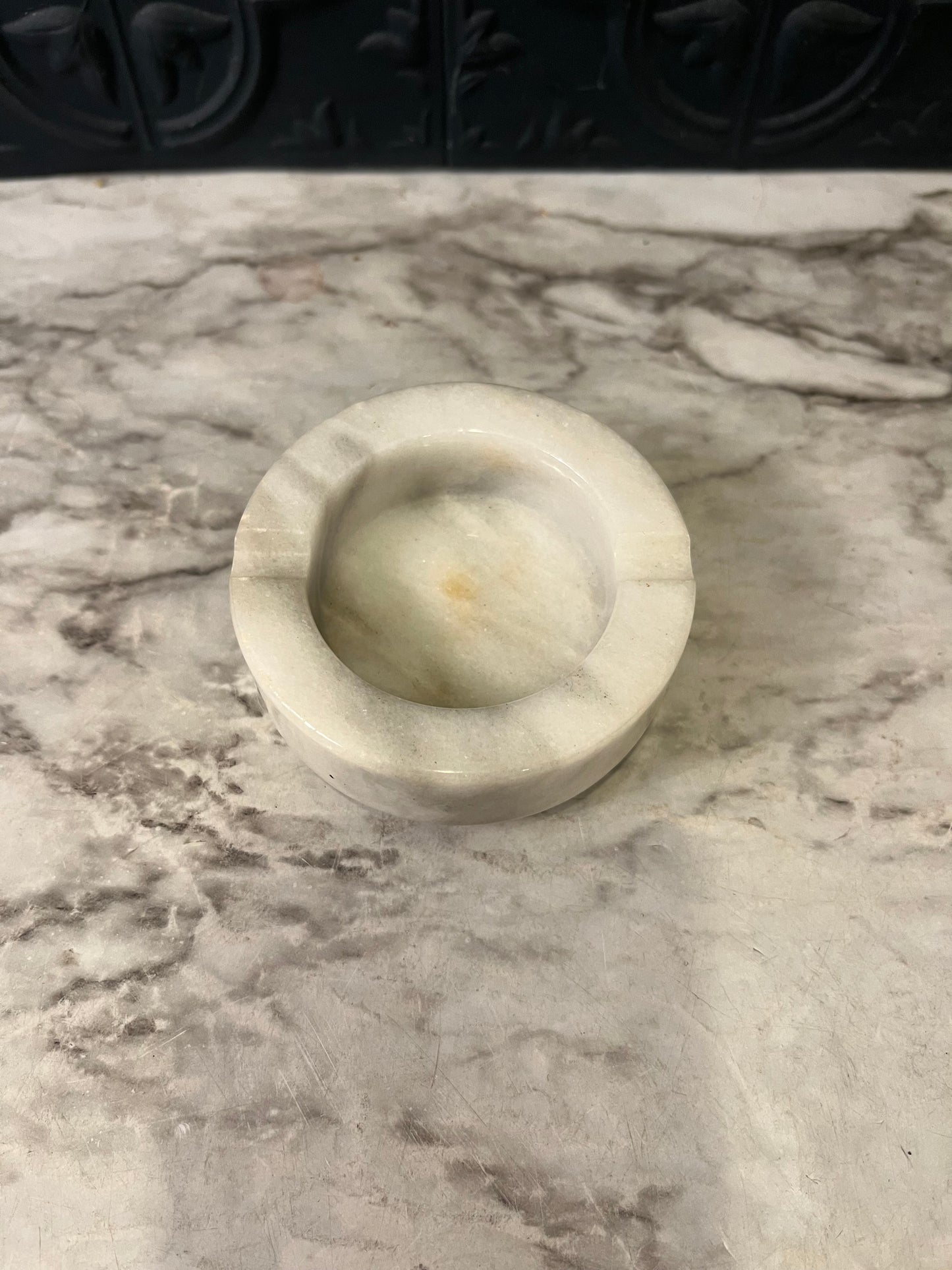Round Marble Ashtray White