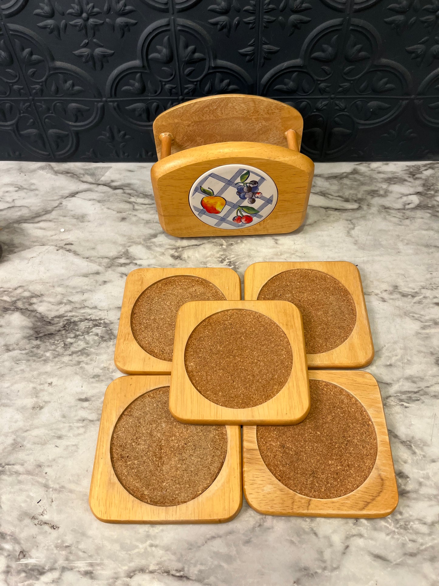 Cork and Wood Coaster Set