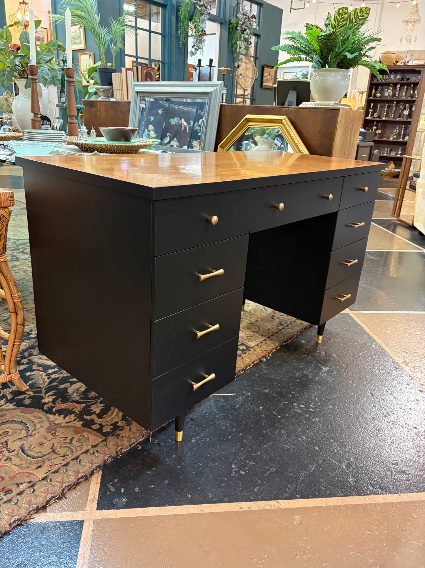 Mid Century Desk Painted Black