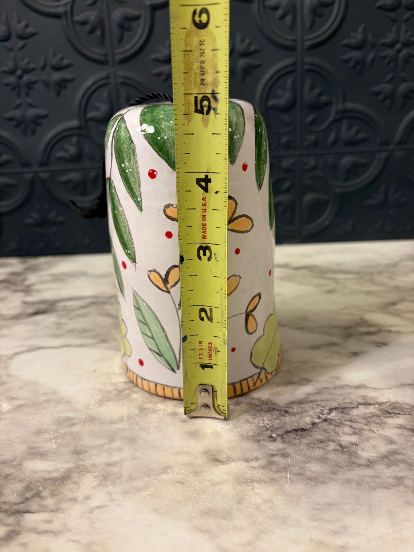 Ceramic Painted Pink and Green wind Chime
