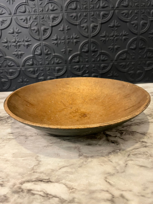Wood bowl with distressed green bottom