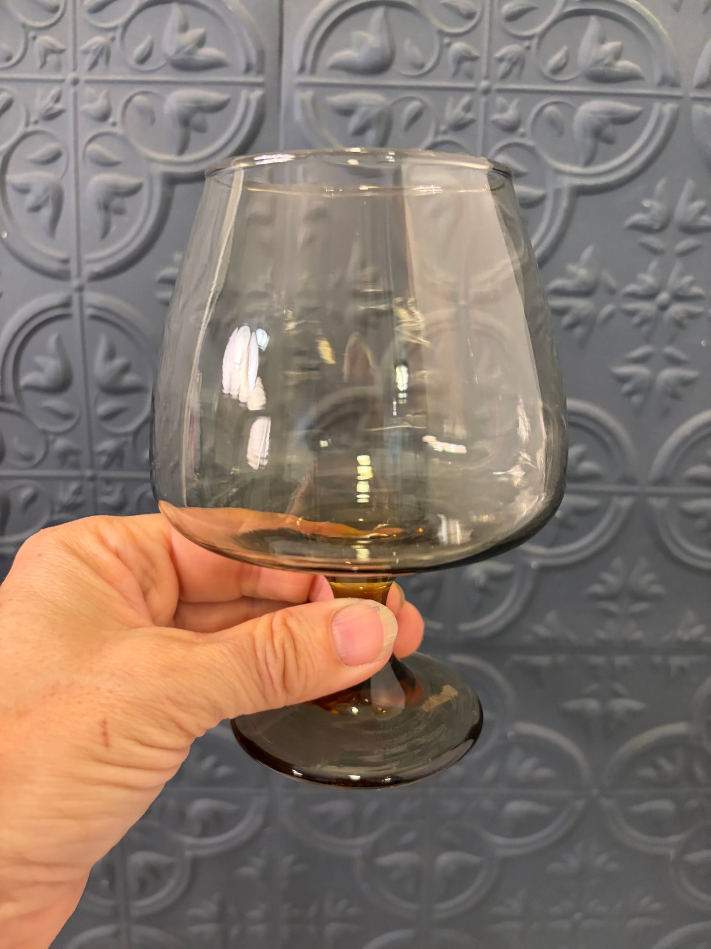 Set of 4  Smokey Glass Brandy Sniffer
