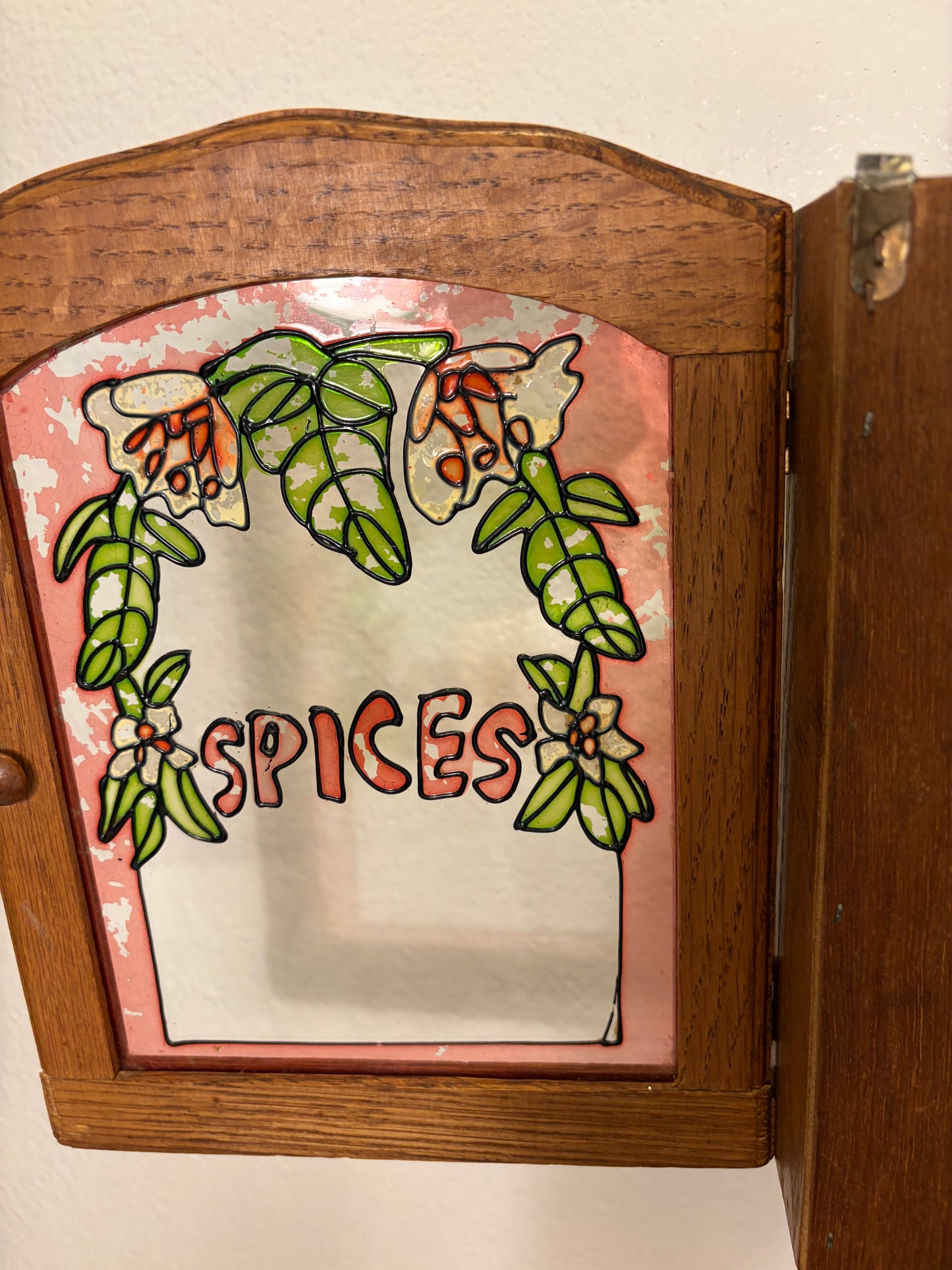 Small Spice Cabinet Faux Stained Glass