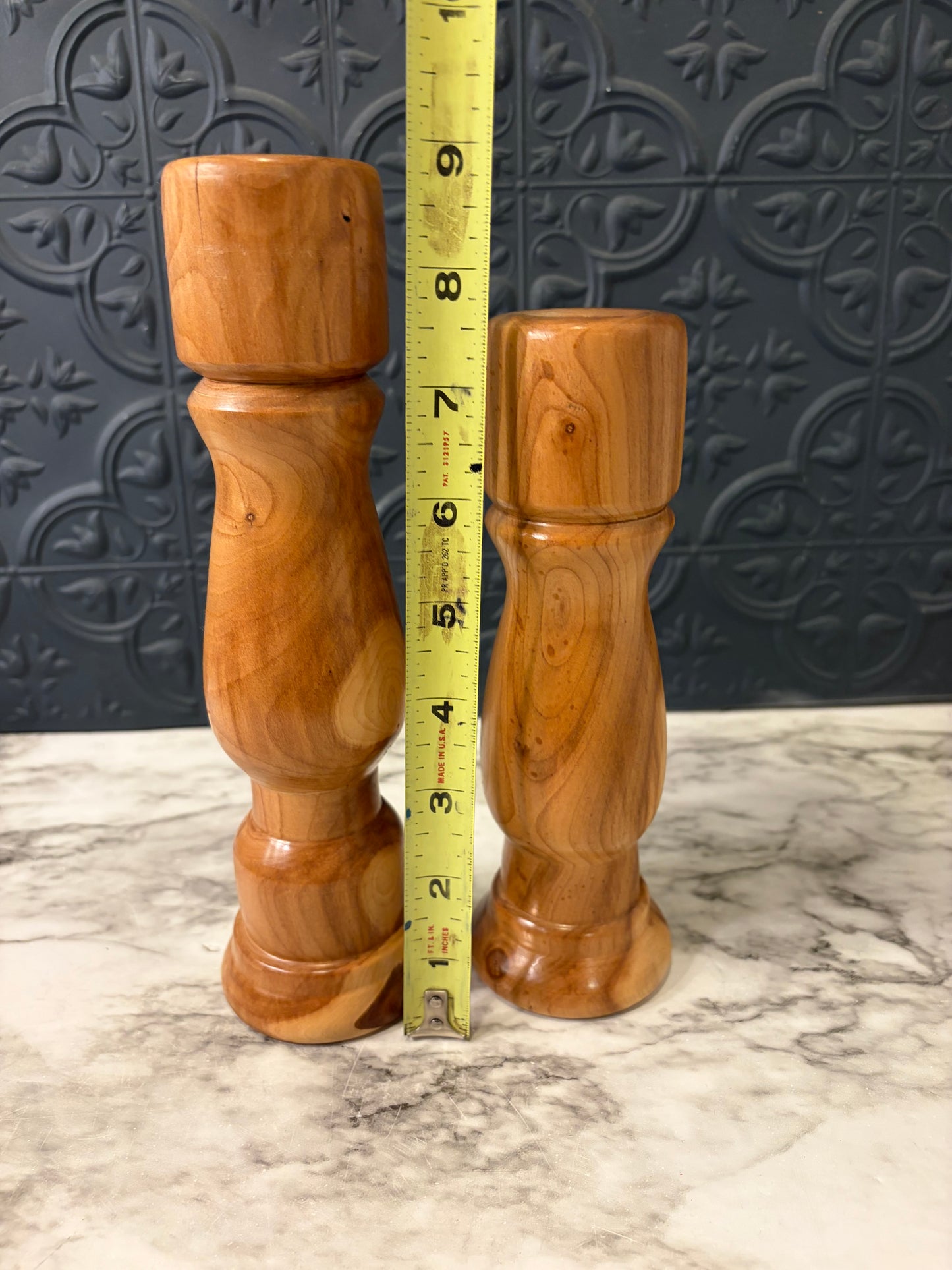 Set of 2 Handmade Light Wood Candle Holders
