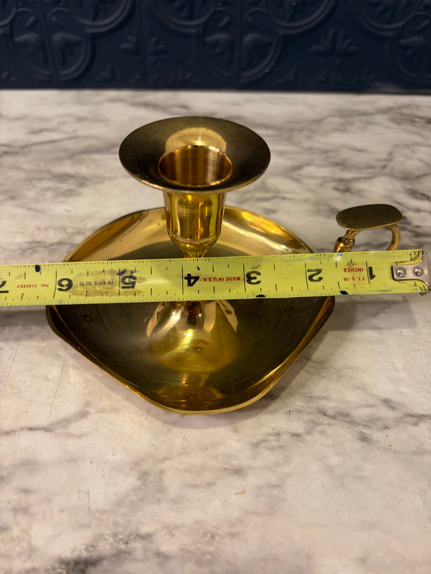 Folded Edge Brass Chamberstick Holder
