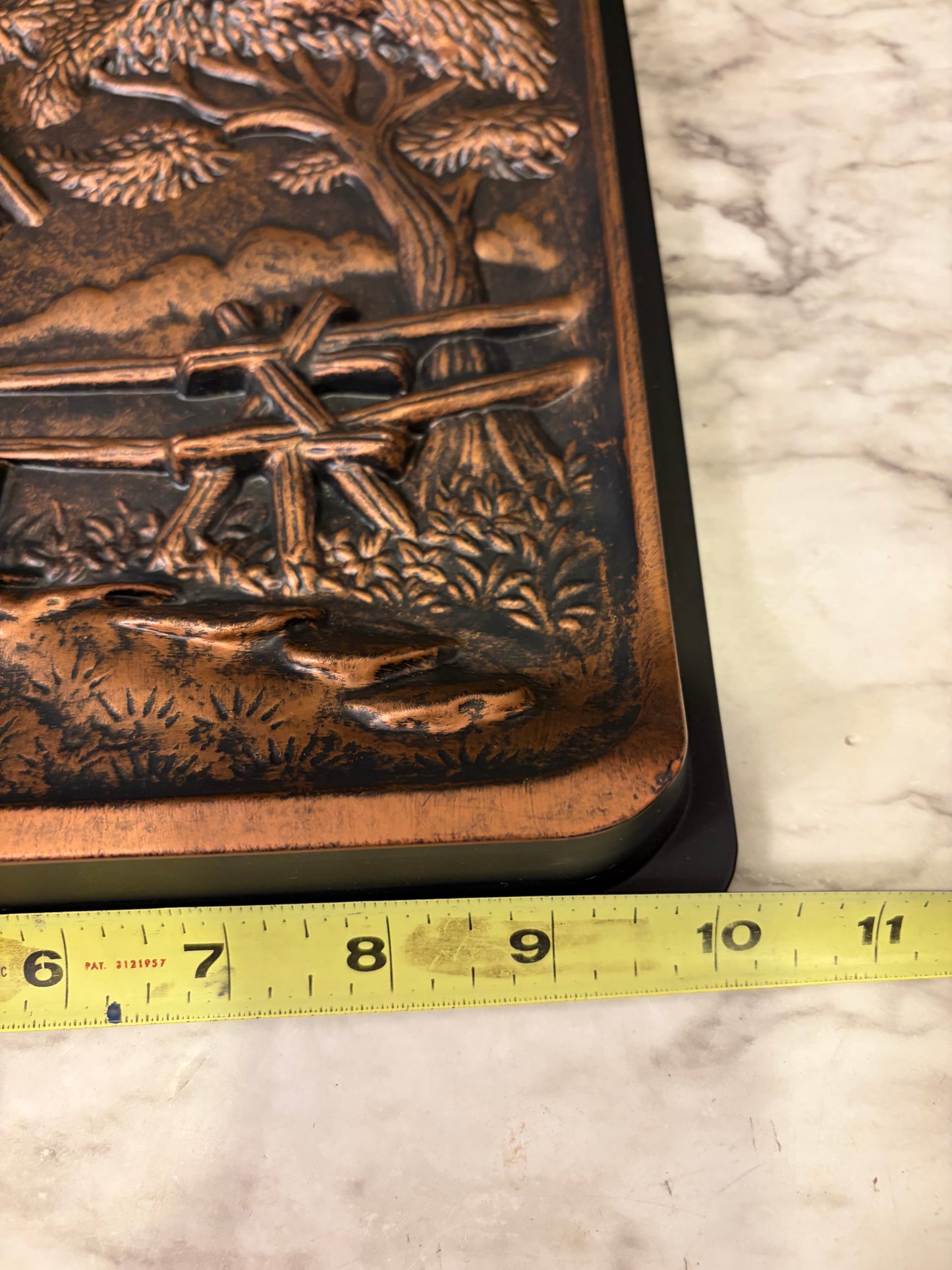 Vintage 3D Relief Wall Plaque with Well