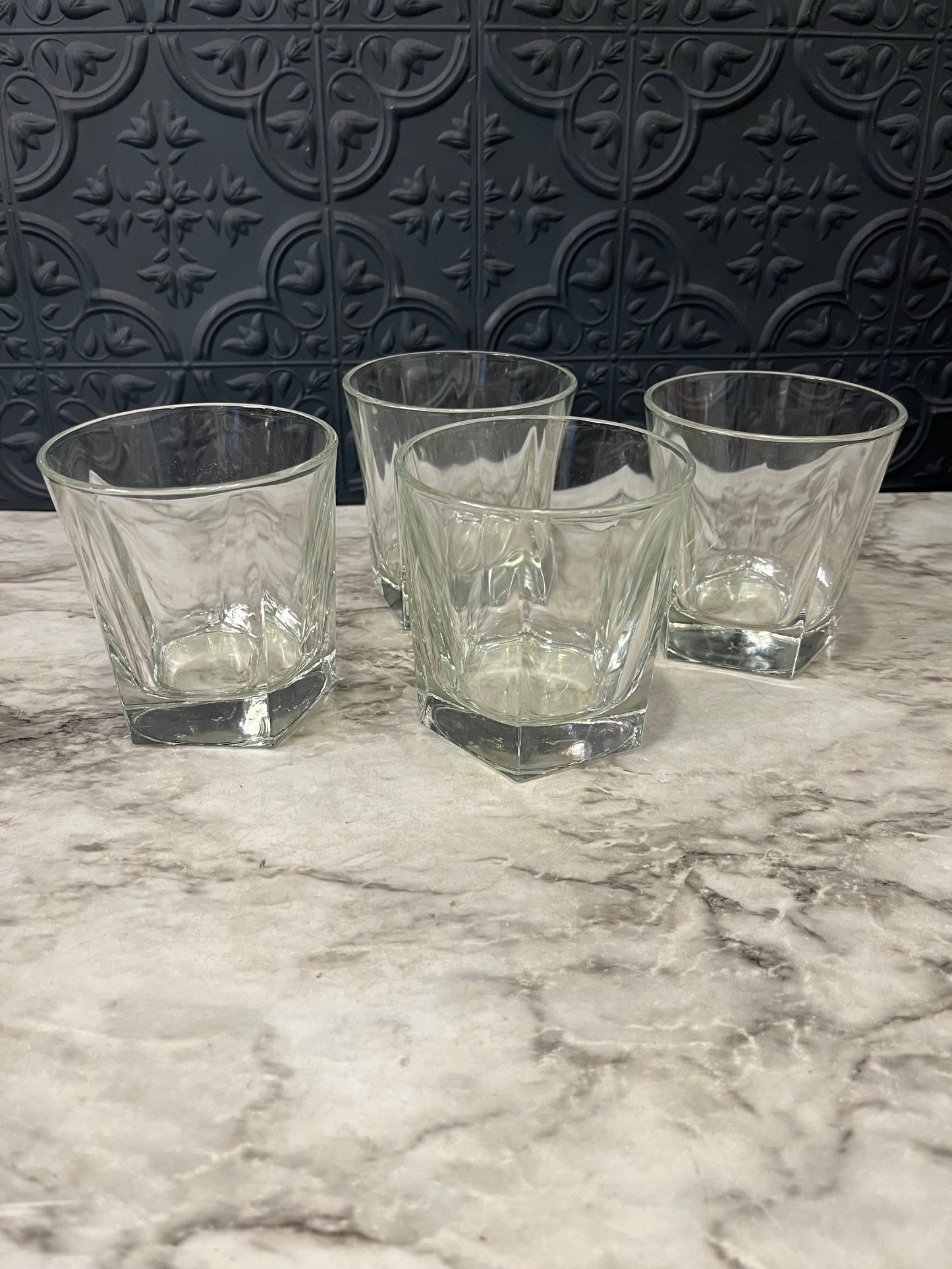 Libbey Heavy Whiskey Glasses with Octagon Base set of 4