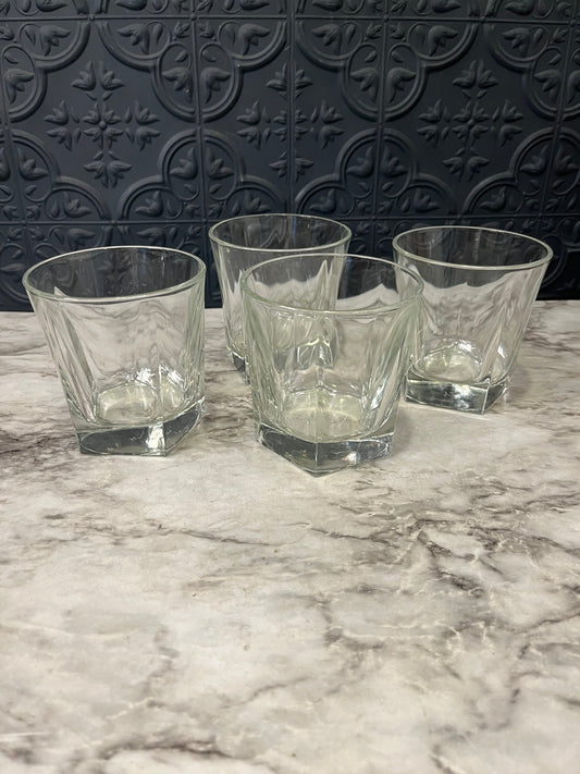 Libbey Heavy Whiskey Glasses with Octagon Base set of 4