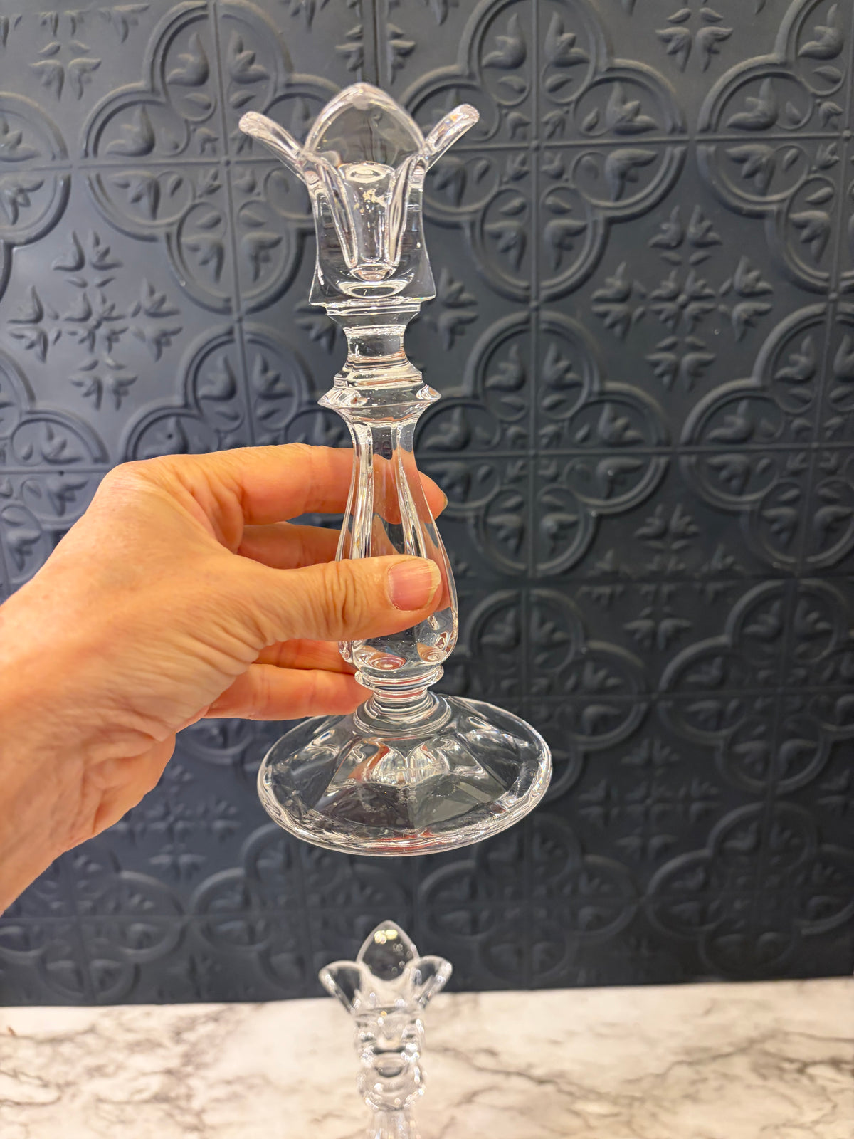 Gorham Crystal Candlesticks Pair 7.25"