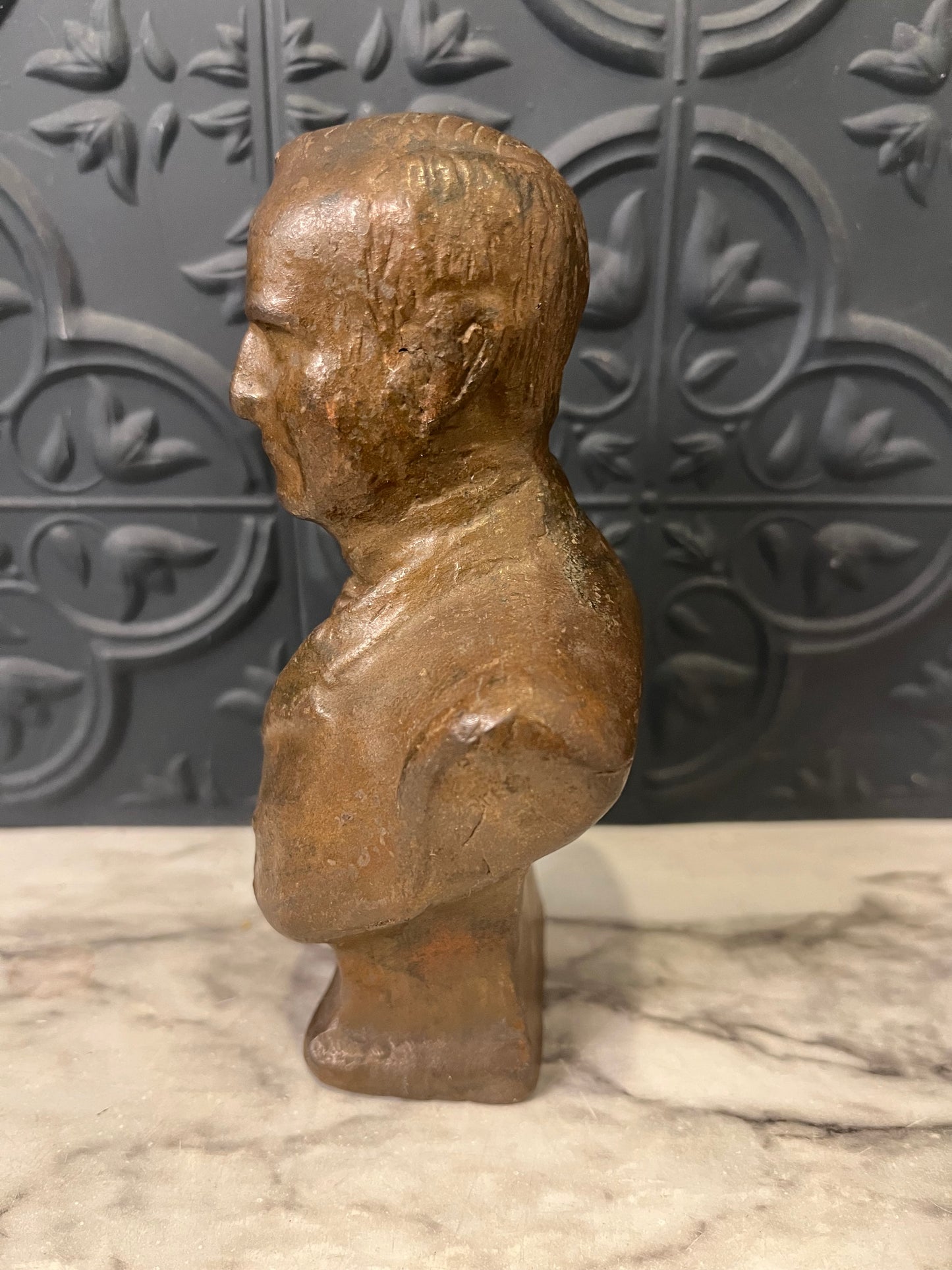 Bronze Colored Bust of Man with Bowtie
