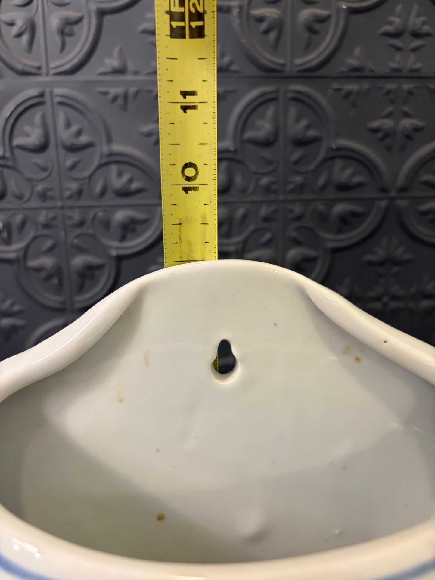 Blue and White Ceramic Wall Pocket