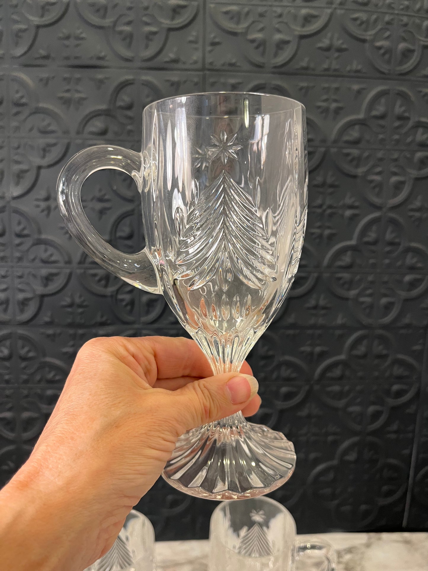 Mikasa Crystal Christmas Tree Stemmed mug set of 4