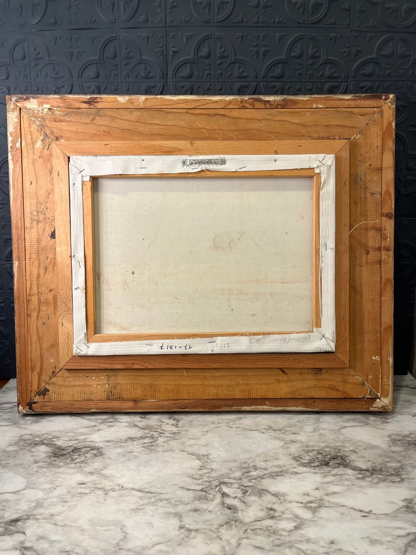 Winter Barn Painting in wood frame