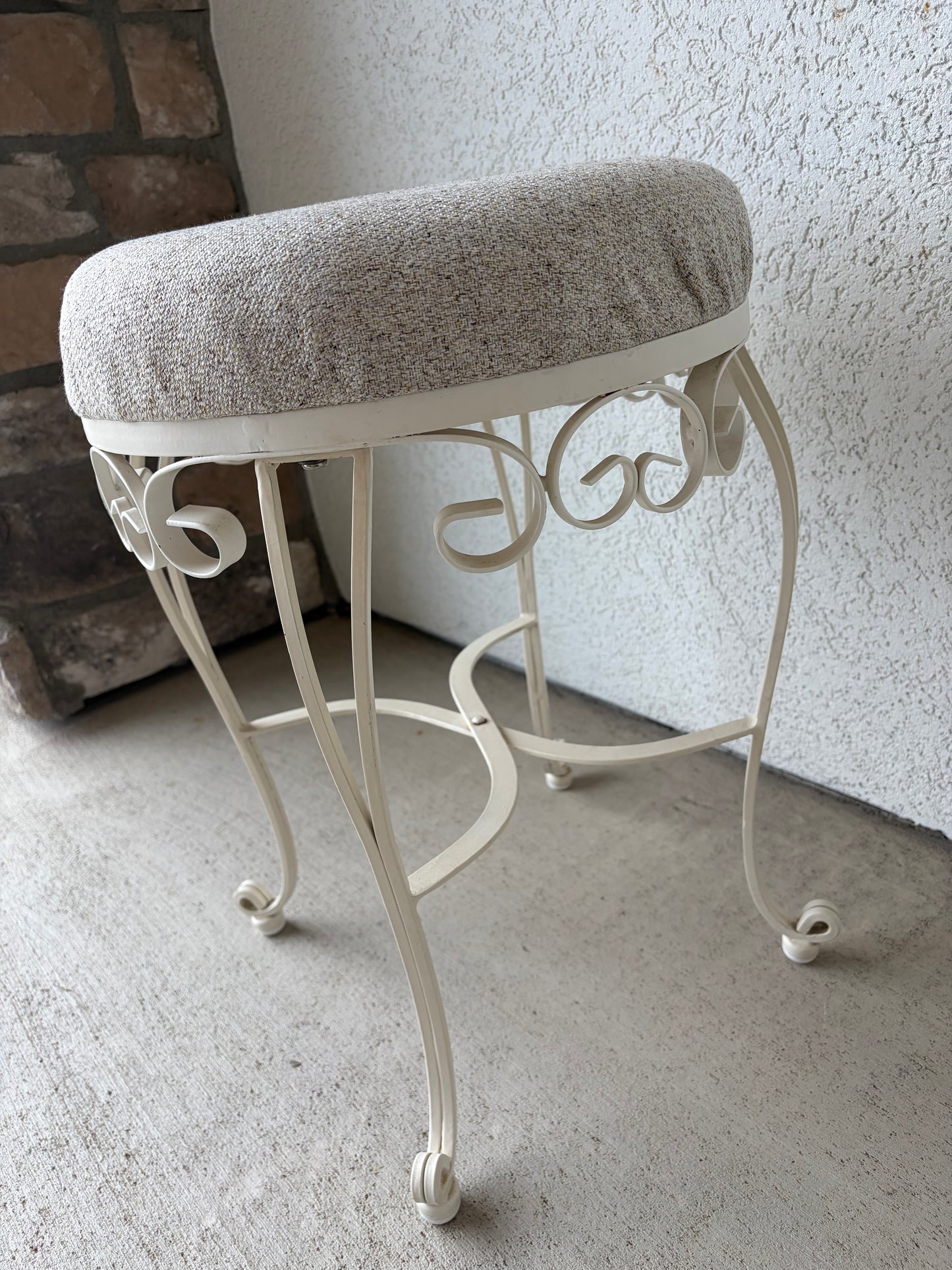 Vanity Stool White Wrought Iron