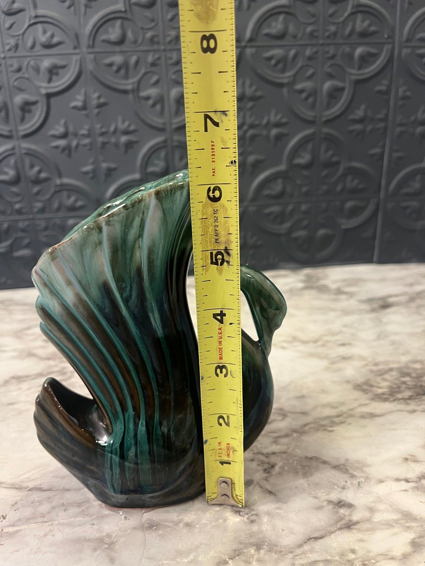 Blue Mountain Pottery Green Swan Vase