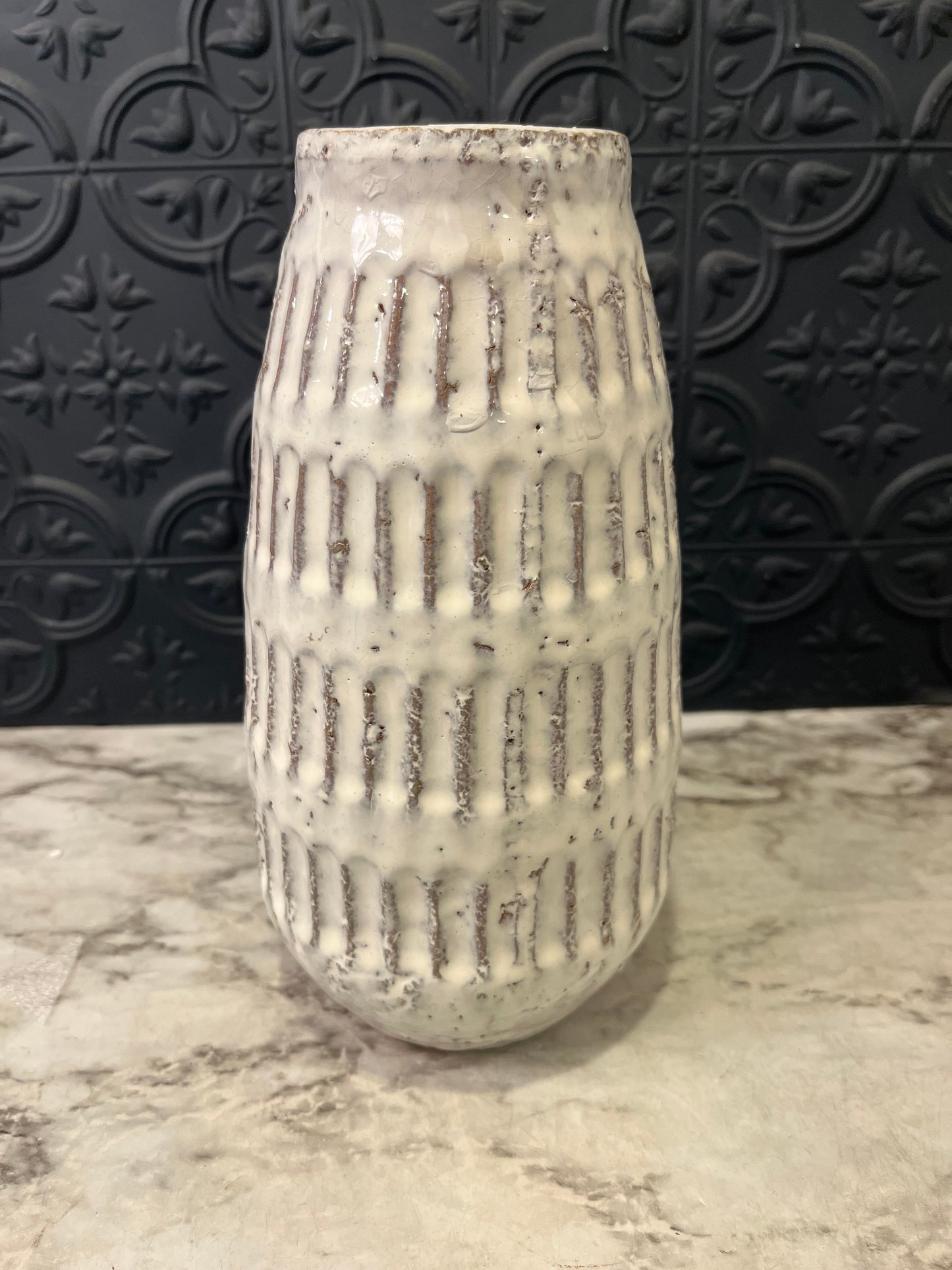 White Glazed Earthenware Vase