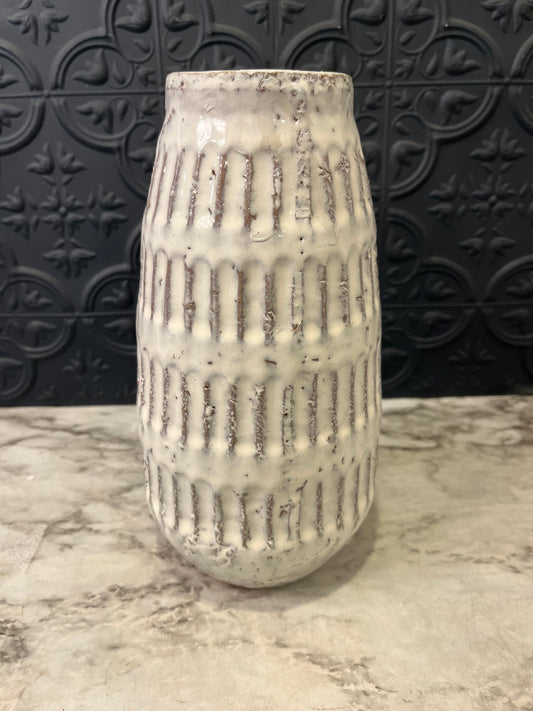 White Glazed Earthenware Vase