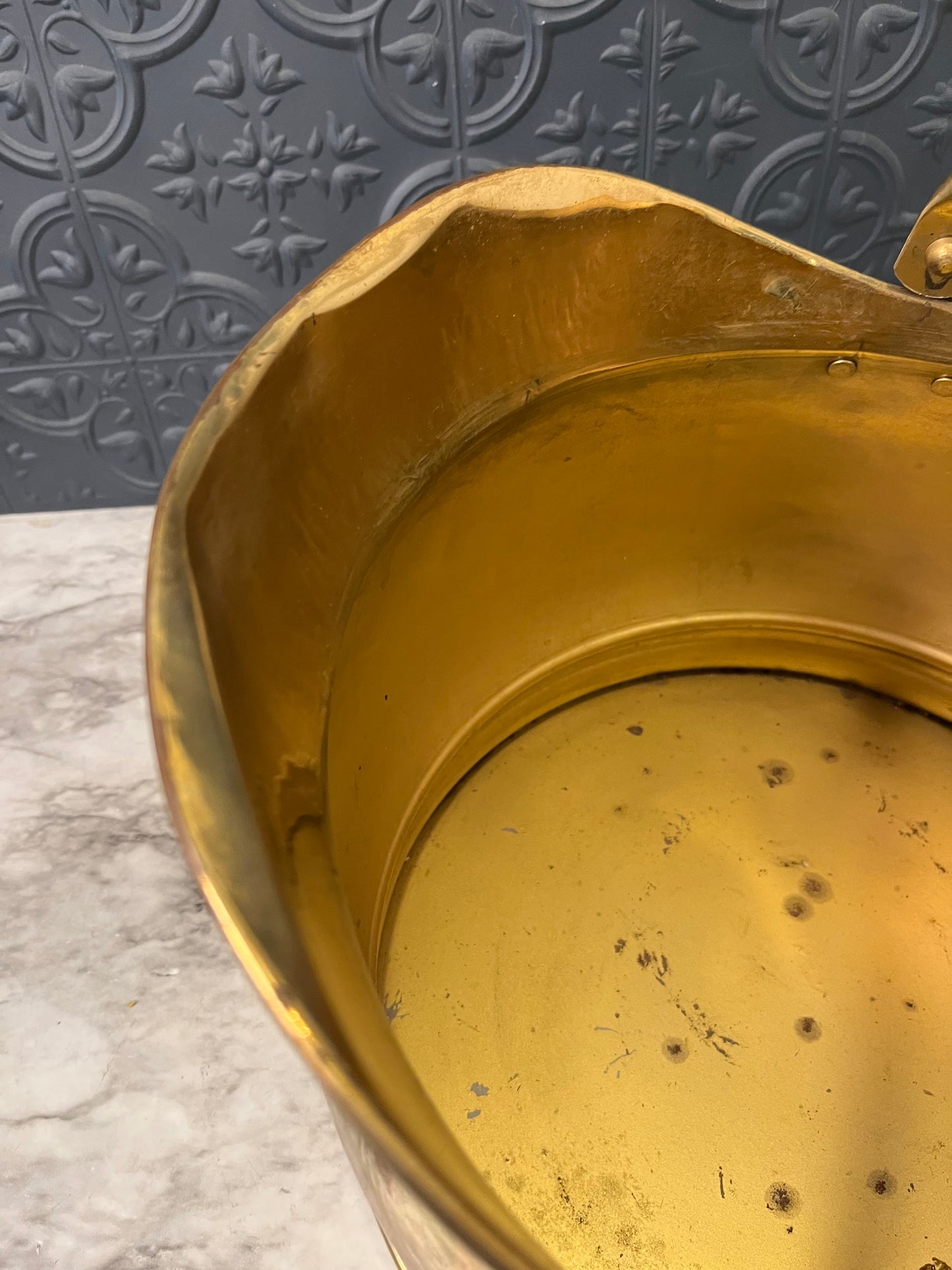 Large brass coal scuttle
