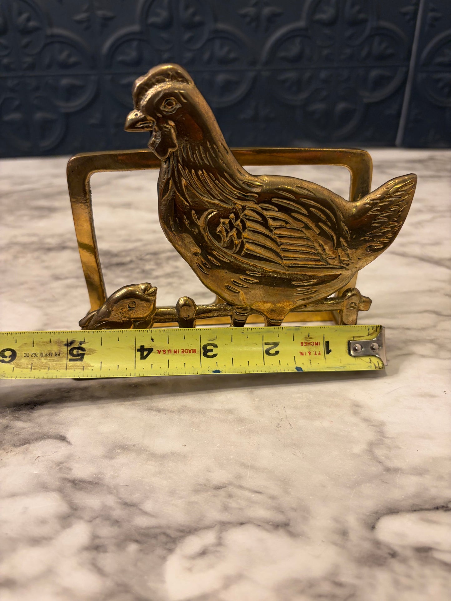 Hen and Chick Brass Letter Holder