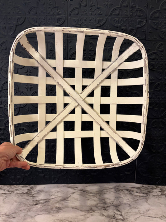 White Distressed Tobacco Basket