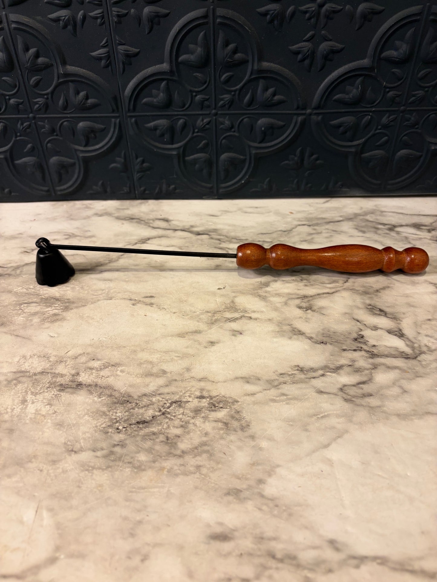Vintage Wood Handle candle snuffer with Black cup