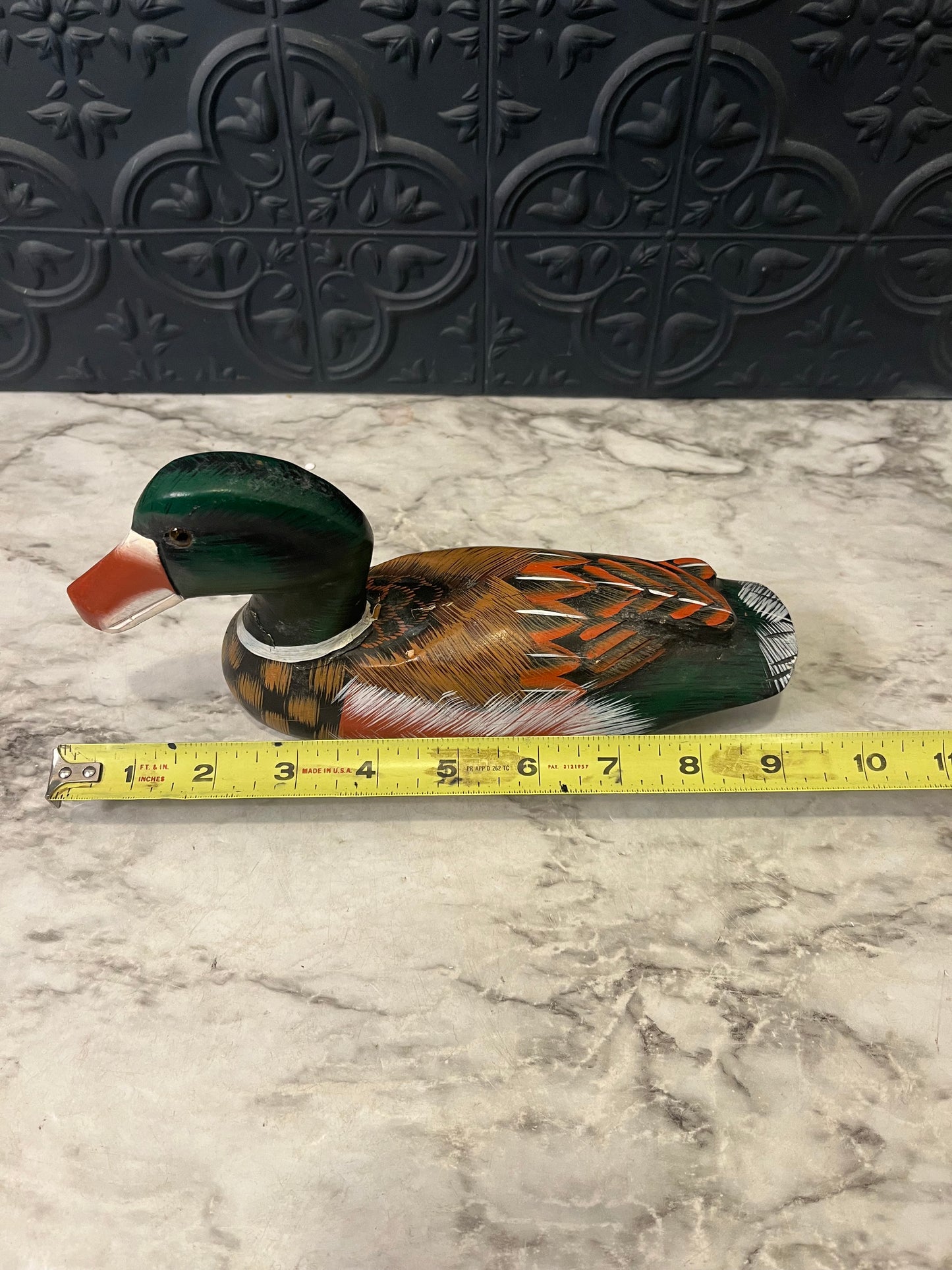 Hand Painted Wood Carved 9" Mallard